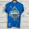 American Fighter Top Mens Medium Blue Graphic Grunge - Adult & Kids T-Shirts, Sweatshirts & Hoodies apparel design preview 1