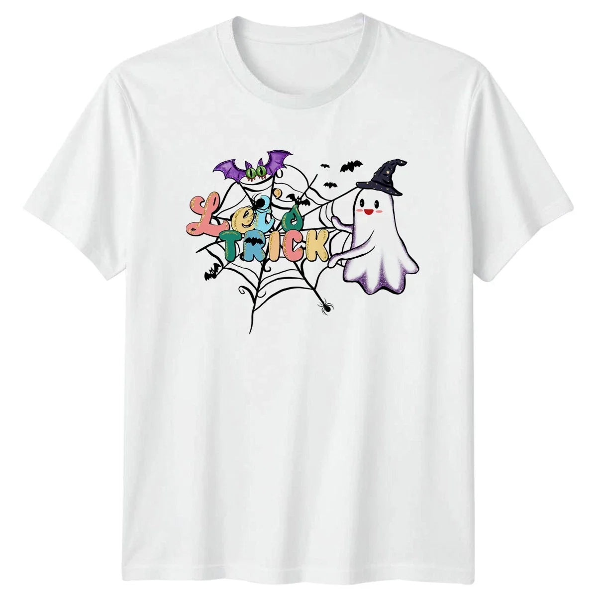 Lets Trick Cute Halloween Kawaii Ghost Bat Gift For - Adult & Kids T-Shirts, Sweatshirts & Hoodies apparel design preview 1
