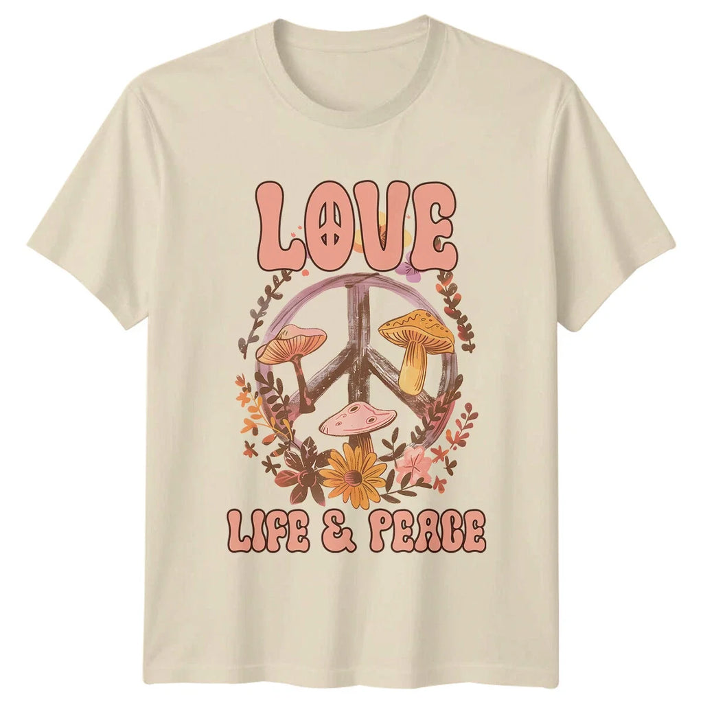 Love Life Peace Boho Retro Mushroom Sign Vintage - Adult & Kids T-Shirts, Sweatshirts & Hoodies apparel design preview 1