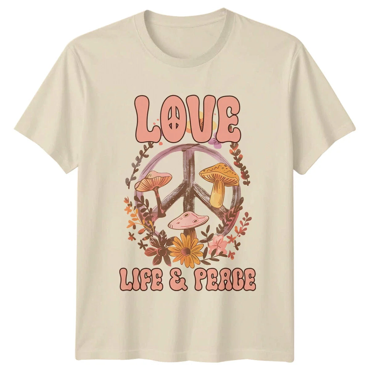 Love Life Peace Boho Retro Mushroom Sign Vintage - Adult & Kids T-Shirts, Sweatshirts & Hoodies apparel design preview 1