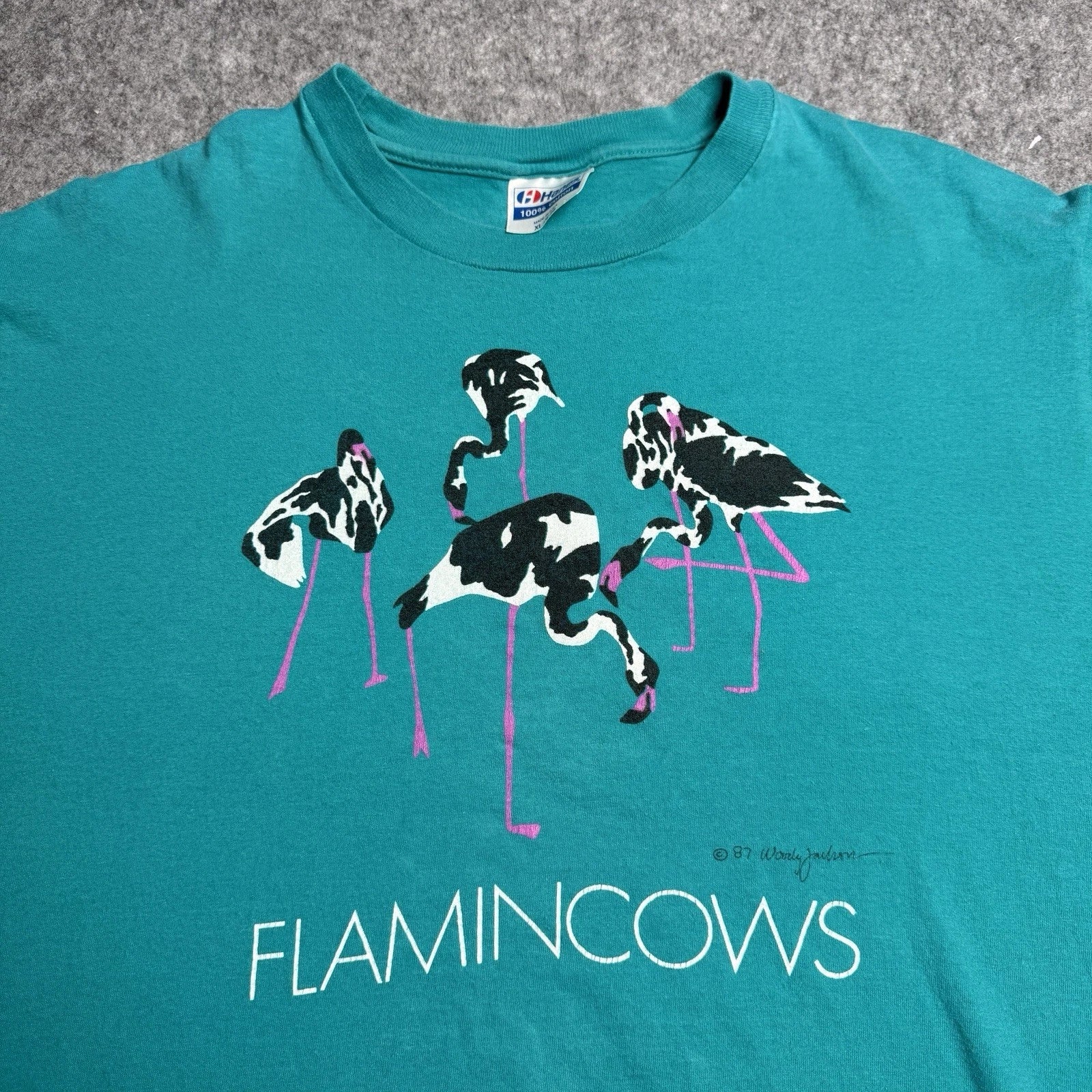 Vintage 80s Woodie Jackson Flamincows Cow Art XL - Adult & Kids T-Shirts, Sweatshirts & Hoodies apparel design preview 1