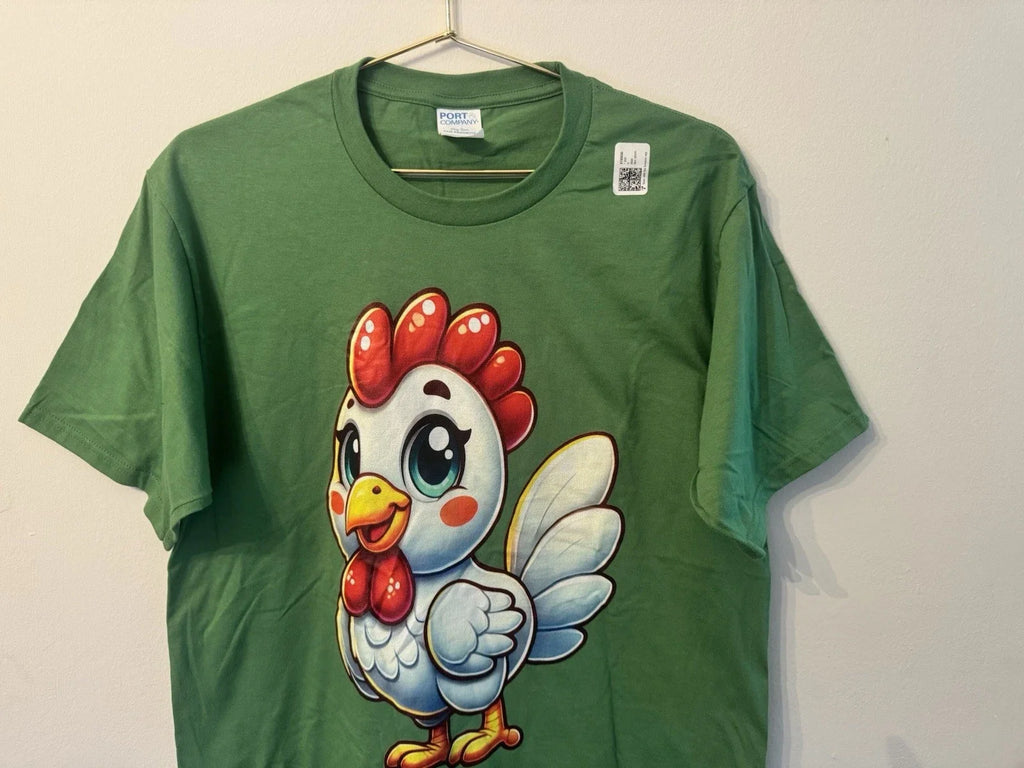 NWT Cute Cartoon Chibi Chicken Kawaii Rooster Green - Adult & Kids T-Shirts, Sweatshirts & Hoodies apparel design preview 1