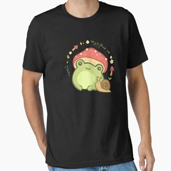 Cute Kawaii Frog with Toadstool Mushroom Hat New Made - Adult & Kids T-Shirts, Sweatshirts & Hoodies apparel design preview 1