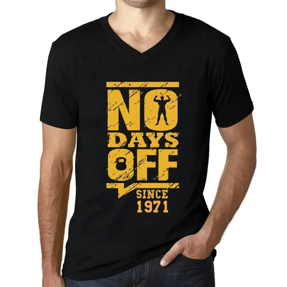 Men's Graphic V Neck No Days Off Since 1971 53rd - Adult & Kids T-Shirts, Sweatshirts & Hoodies apparel design preview 1