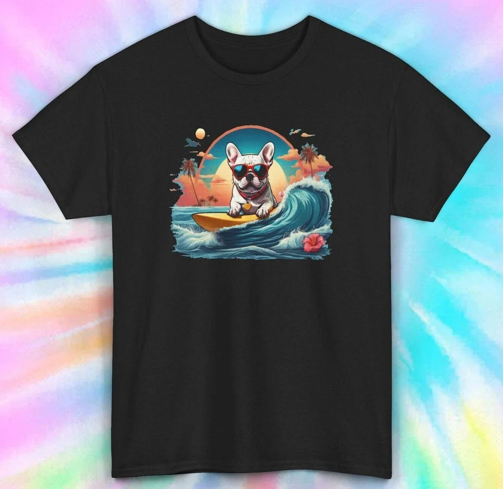 French Bulldog Surfing Summer Beach Dog S-5XL - Adult & Kids T-Shirts, Sweatshirts & Hoodies apparel design preview 1