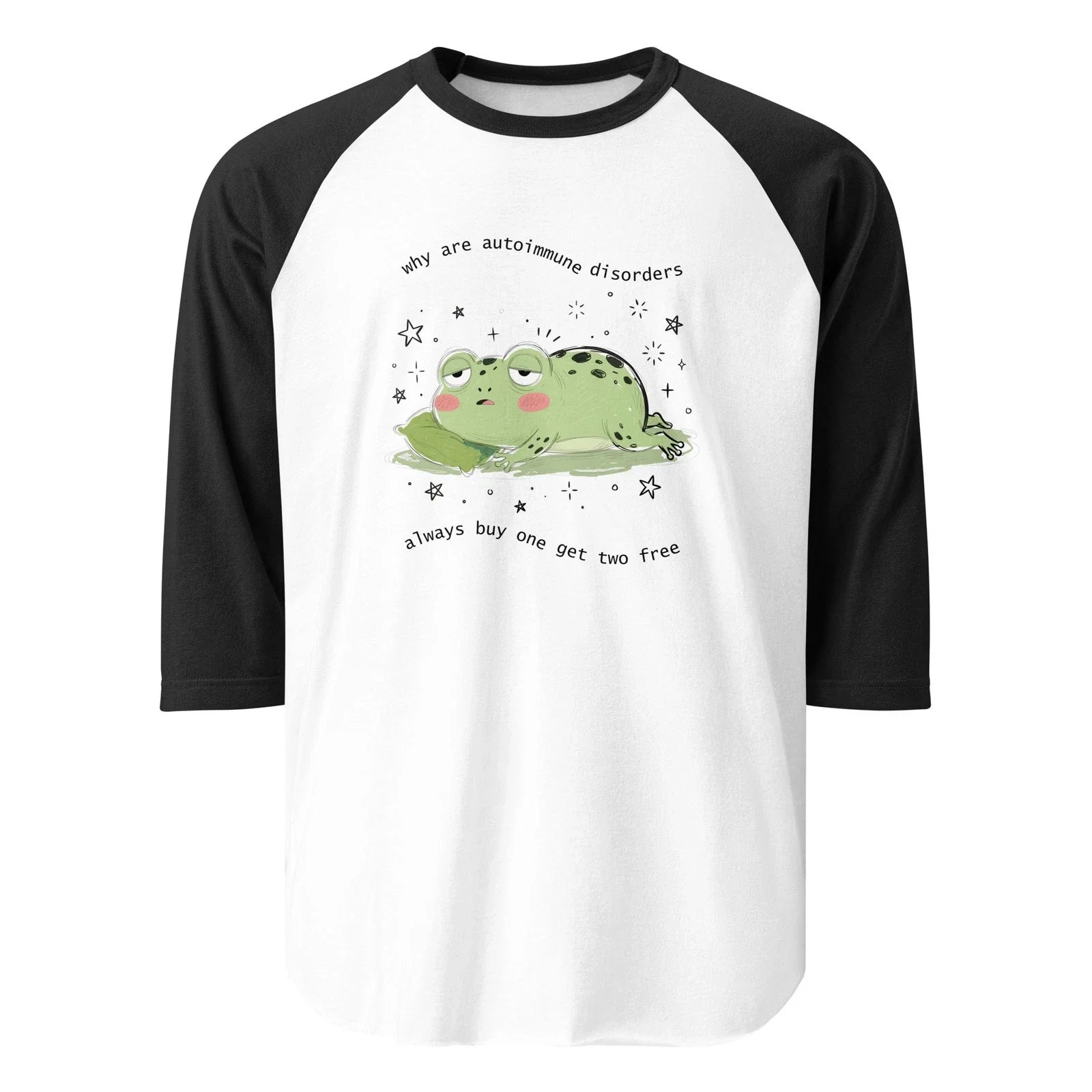 Autoimmune Humor Frog Raglan 3/4 Sleeve Spoonie - Adult & Kids T-Shirts, Sweatshirts & Hoodies apparel design preview 1
