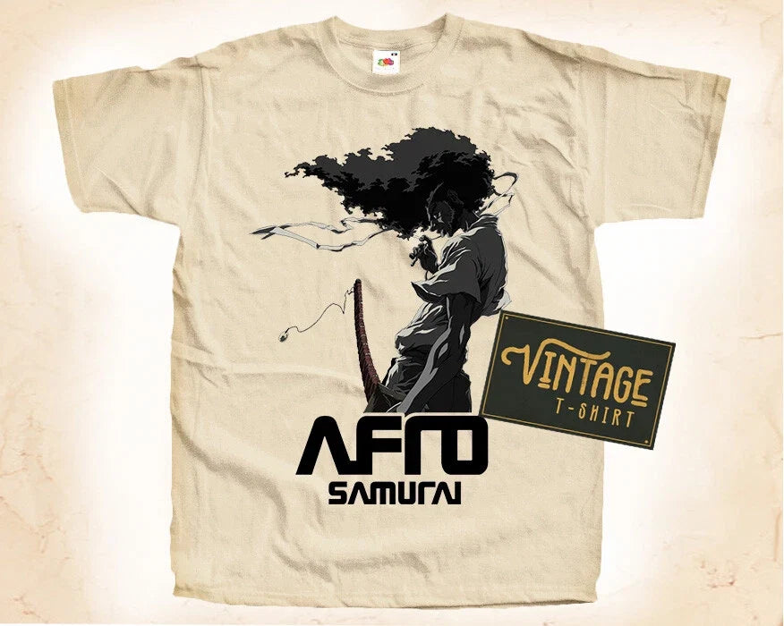 Afro Samurai V1 Movie Poster Vintage Natural sizes S - Adult & Kids T-Shirts, Sweatshirts & Hoodies apparel design preview 1