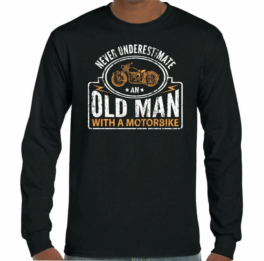 Never Underestimate An Old Man With A Motorbike Mens - Adult & Kids T-Shirts, Sweatshirts & Hoodies apparel design preview 1