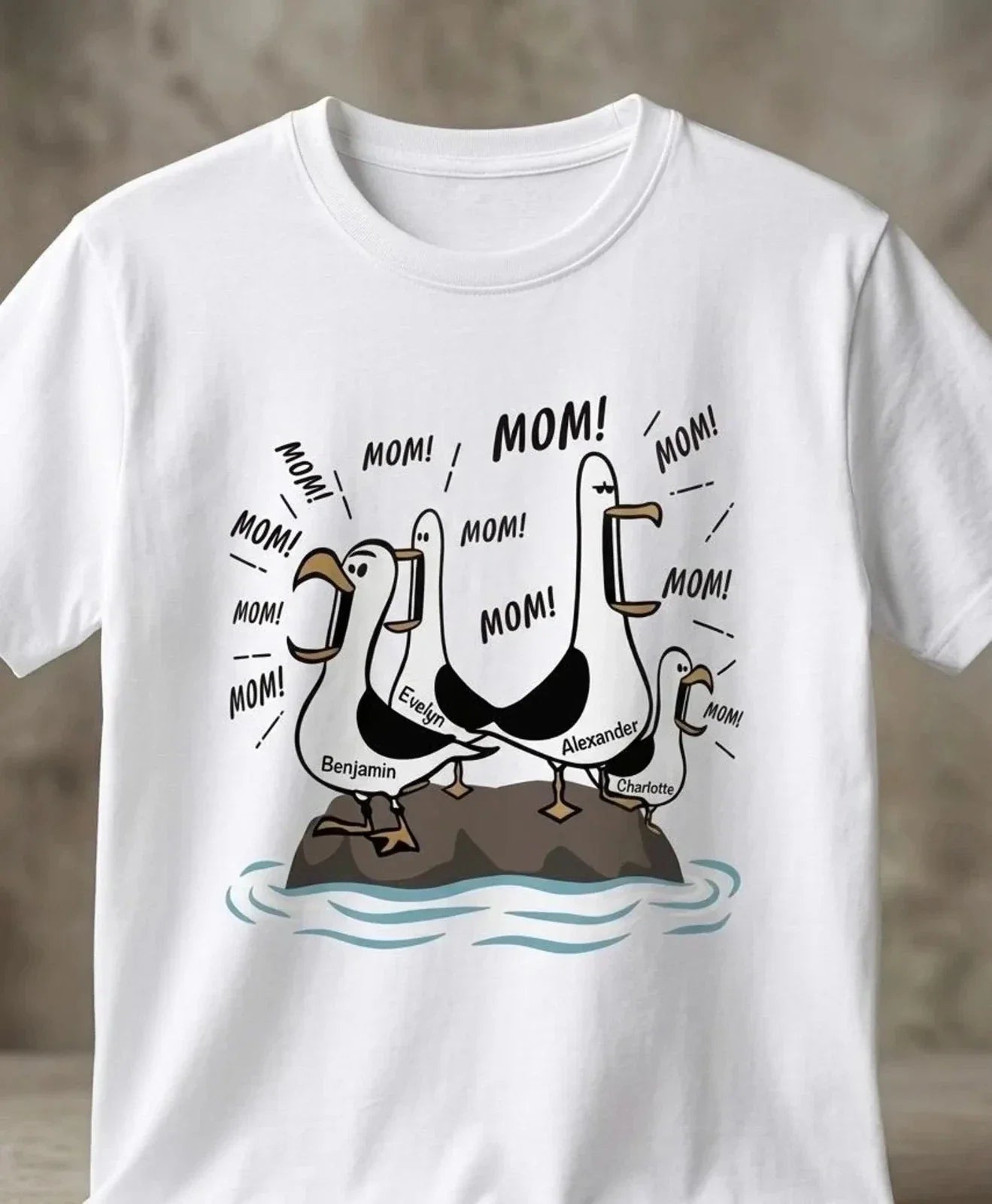 Funny Seagulls MOM! White - Adult & Kids T-Shirts, Sweatshirts & Hoodies apparel design preview 1