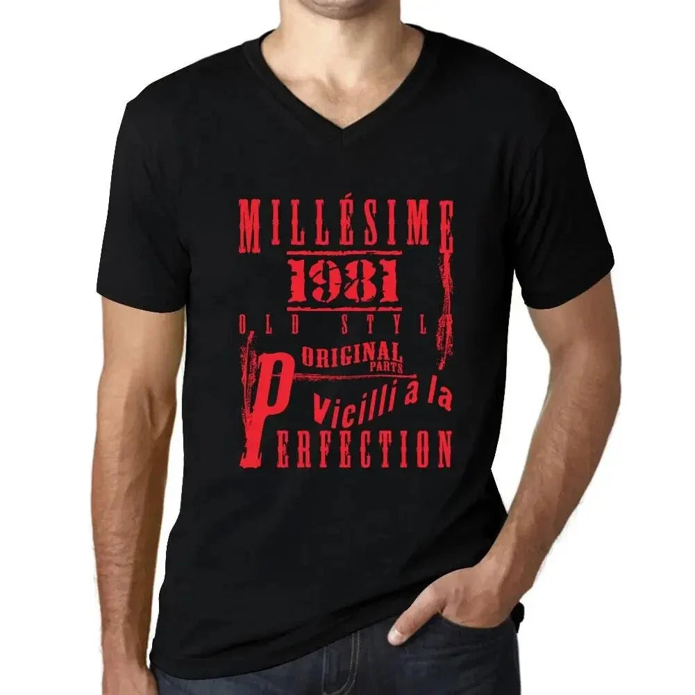 Men's Graphic V Neck Vintage Aged to Perfection 1981 - Adult & Kids T-Shirts, Sweatshirts & Hoodies apparel design preview 1