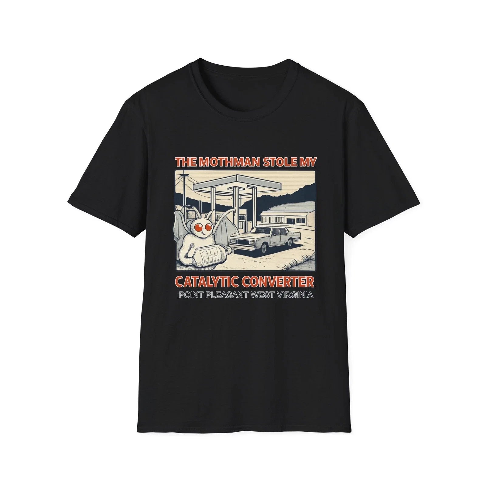 Mothman Stole My Catalytic Converter Cryptid Humor - Adult & Kids T-Shirts, Sweatshirts & Hoodies apparel design preview 1