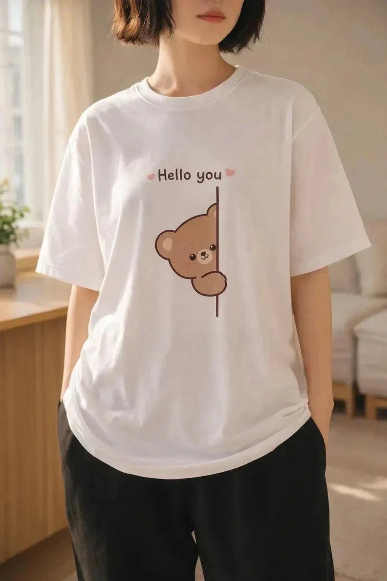 Peekaboo Bear Kawaii Animal Graphic - Adult & Kids T-Shirts, Sweatshirts & Hoodies apparel design preview 1