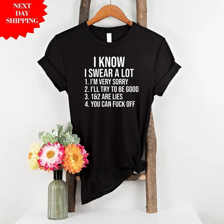 I Know Swear A Lot Printed Sarcastic Funny Joke Rude - Adult & Kids T-Shirts, Sweatshirts & Hoodies apparel design preview 1