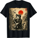 Samurai Cat Japanese Art Men Boys Funny Graphic Anime - Adult & Kids T-Shirts, Sweatshirts & Hoodies apparel design preview 1