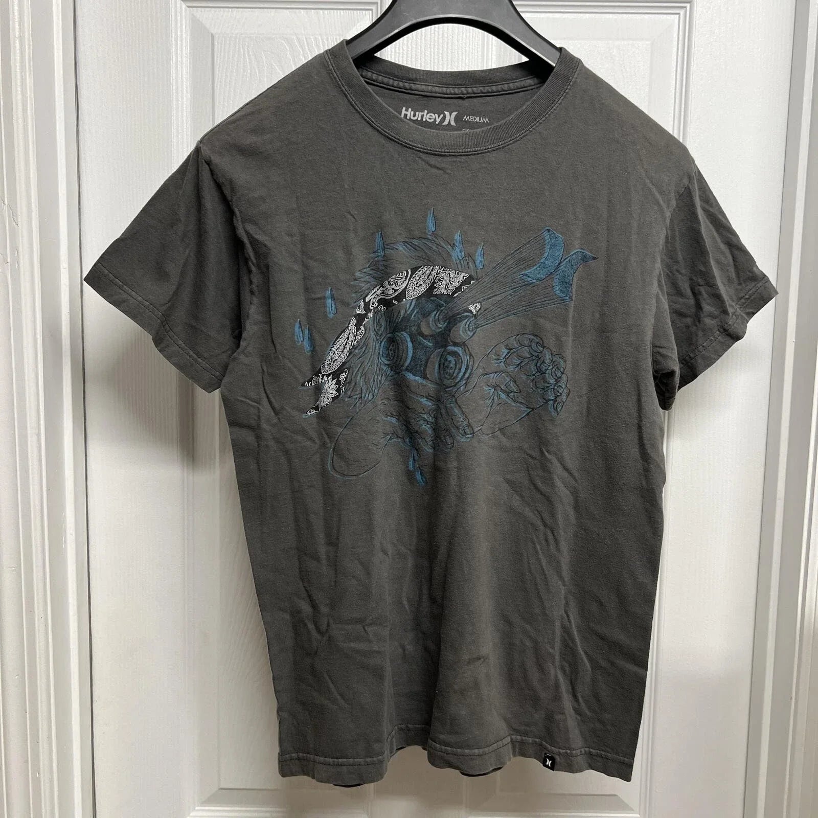 Y2K Hurley Grey Graphic Sz. M - Adult & Kids T-Shirts, Sweatshirts & Hoodies apparel design preview 1