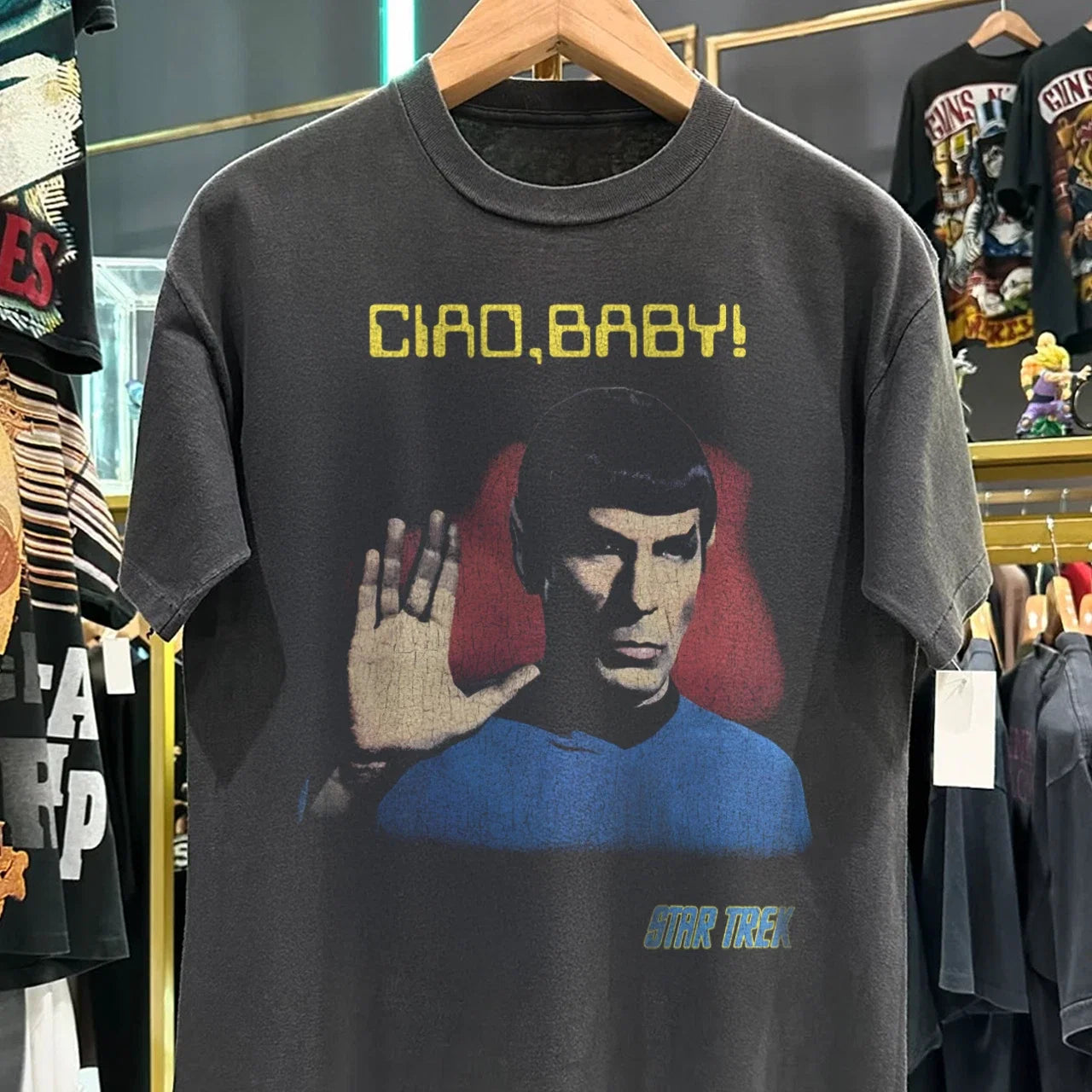 90s Spock 'Ciao, Baby!' Classic Black XL - Adult & Kids T-Shirts, Sweatshirts & Hoodies apparel design preview 1