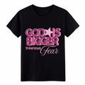"God Is Bigger Than Your Fear" Pink Fuzzy Christian - Adult & Kids T-Shirts, Sweatshirts & Hoodies apparel design preview 1