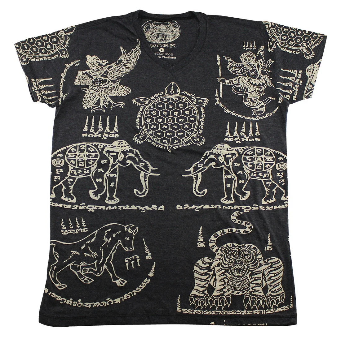 WORK Muay Thai Men Sak Yant Animal Tattoo Yantra - Adult & Kids T-Shirts, Sweatshirts & Hoodies apparel design preview 1