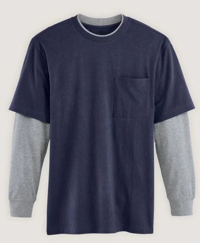 NEW Mens Sz 3XL Navy Blue Layered Look Pocket JOHN - Adult & Kids T-Shirts, Sweatshirts & Hoodies apparel design preview 1