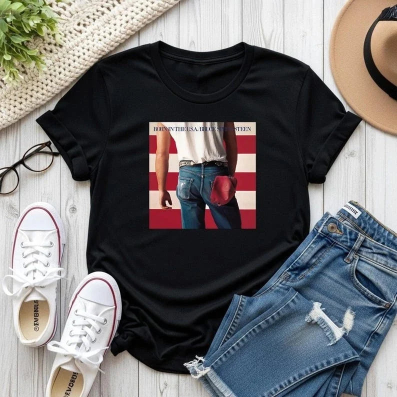 Bruce Springsteen Born In The USA 80s Rock Music Boss - Adult & Kids T-Shirts, Sweatshirts & Hoodies apparel design preview 1