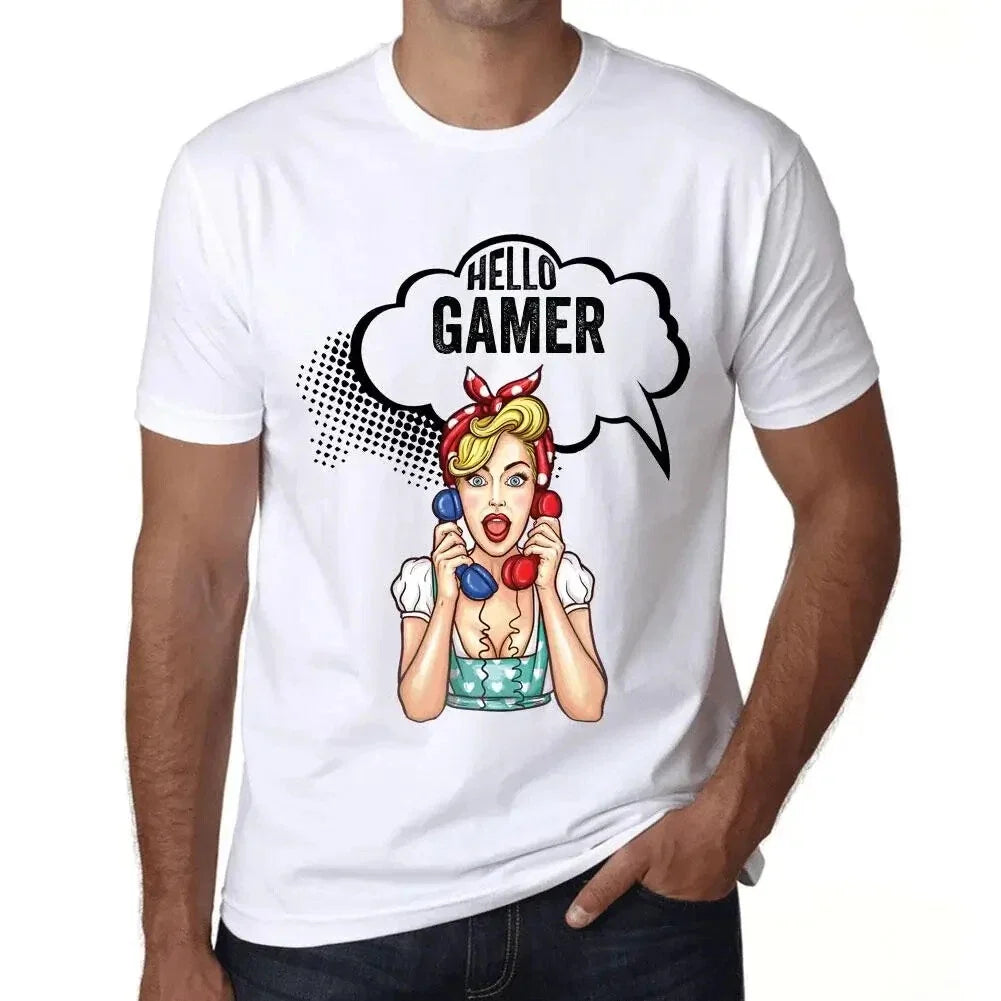 Men's Graphic V Neck Hello Gamer Eco-Friendly Limited - Adult & Kids T-Shirts, Sweatshirts & Hoodies apparel design preview 1