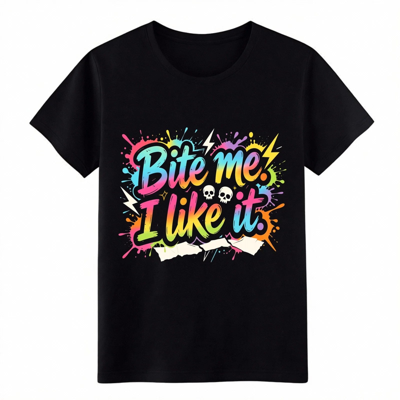 Retro Graffiti "Bite Me I Like It" Bold Statement - Adult & Kids T-Shirts, Sweatshirts & Hoodies apparel design preview 1