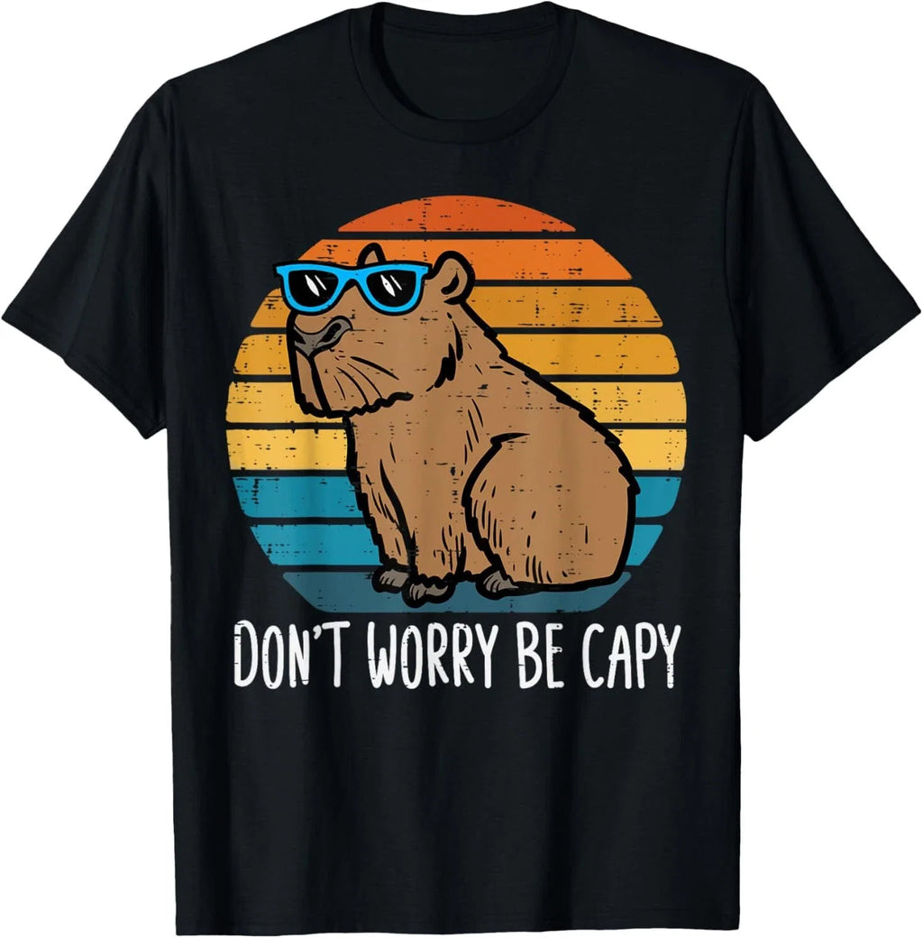 Dont Worry Be Capy Capybara Retro Men Boys Kids Youth - Adult & Kids T-Shirts, Sweatshirts & Hoodies apparel design preview 1