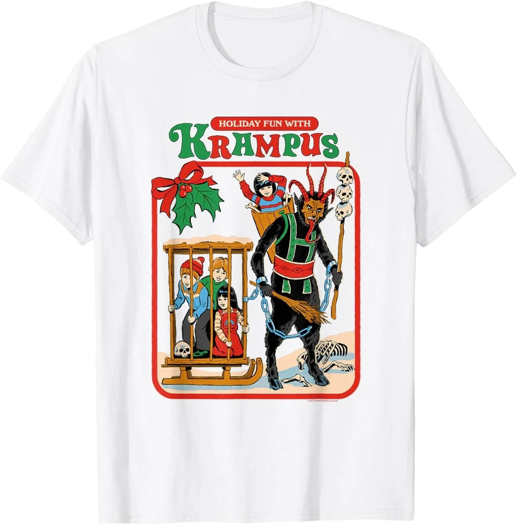 Steven Rhodes Holiday Fun with Krampus Retro Dark - Adult & Kids T-Shirts, Sweatshirts & Hoodies apparel design preview 1