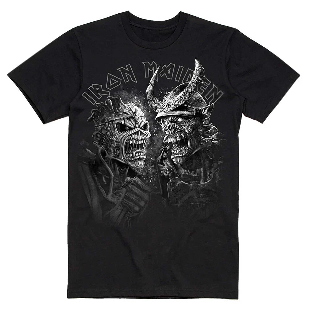 Iron Maiden Senjutsu Grayscale Heads Official - Adult & Kids T-Shirts, Sweatshirts & Hoodies apparel design preview 1