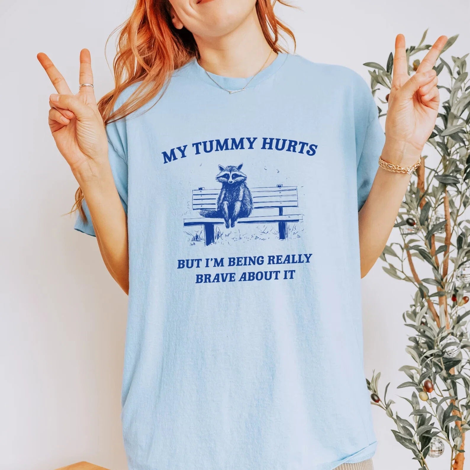 My Tummy Hurts Raccoon Funny Meme - Adult & Kids T-Shirts, Sweatshirts & Hoodies apparel design preview 1