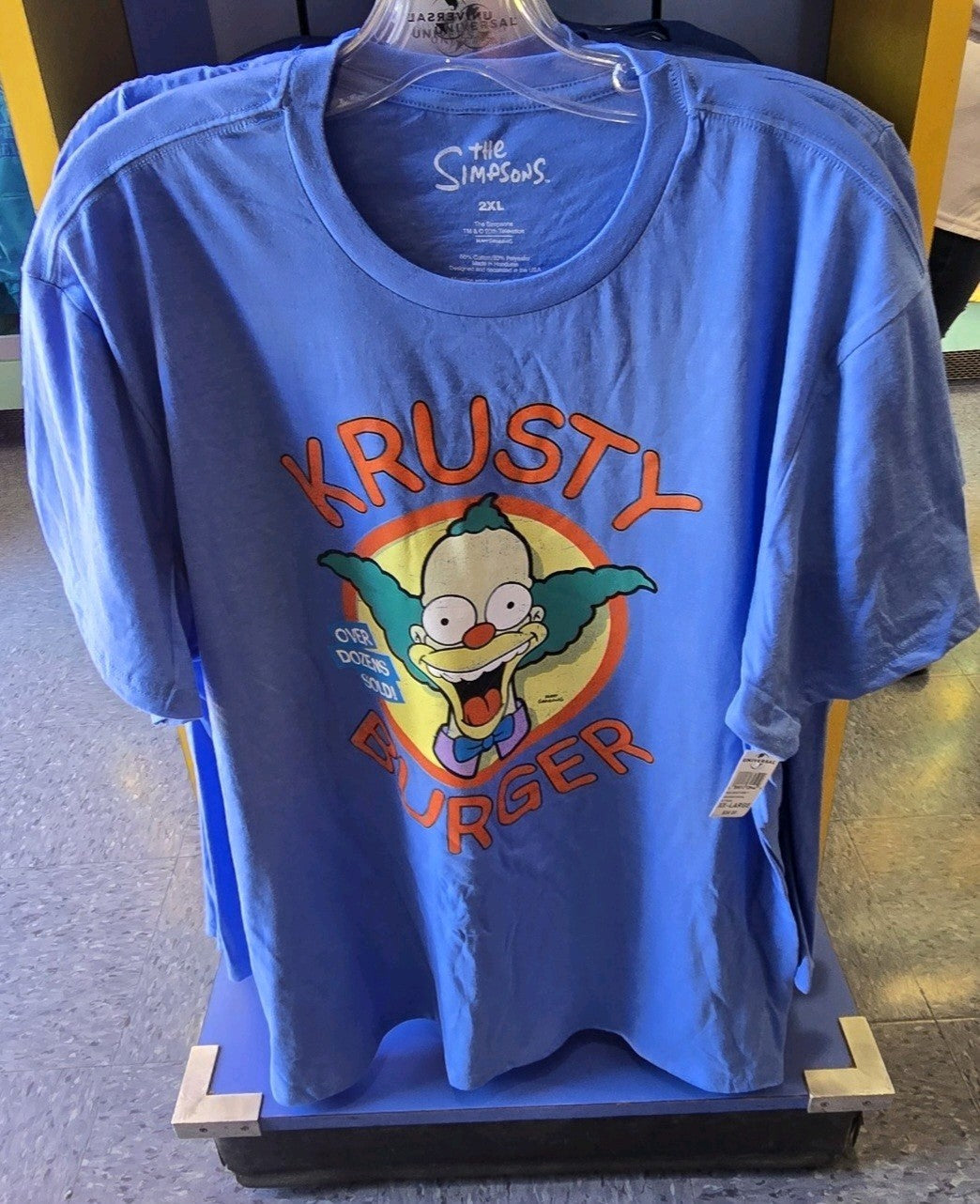 Universal Studios Krusty The Clown Burger T- Blue Sz - Adult & Kids T-Shirts, Sweatshirts & Hoodies apparel design preview 1