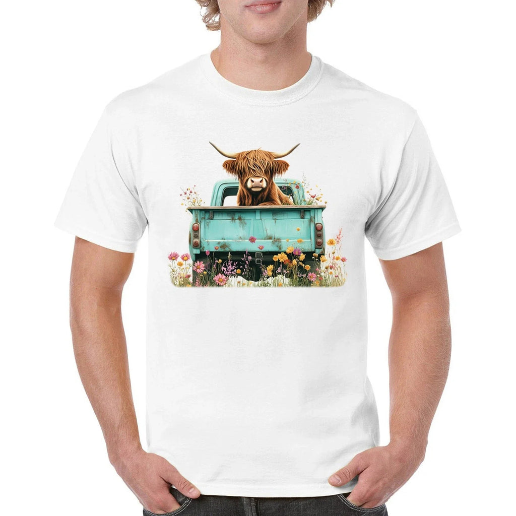 Highland Cow Truck Farmhouse Country Cowgirl Ranch - Adult & Kids T-Shirts, Sweatshirts & Hoodies apparel design preview 1