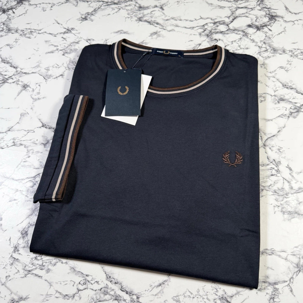 FRED PERRY Mens Navy Blue Twin Tipped SIZE XL M1588V - Adult & Kids T-Shirts, Sweatshirts & Hoodies apparel design preview 1
