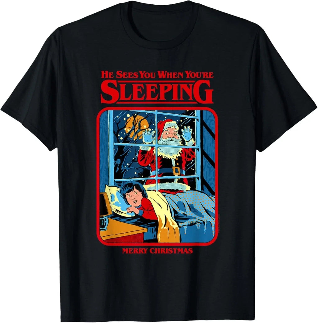 Steven Rhodes Santa Claus Sees You Retro Dark Humor - Adult & Kids T-Shirts, Sweatshirts & Hoodies apparel design preview 1