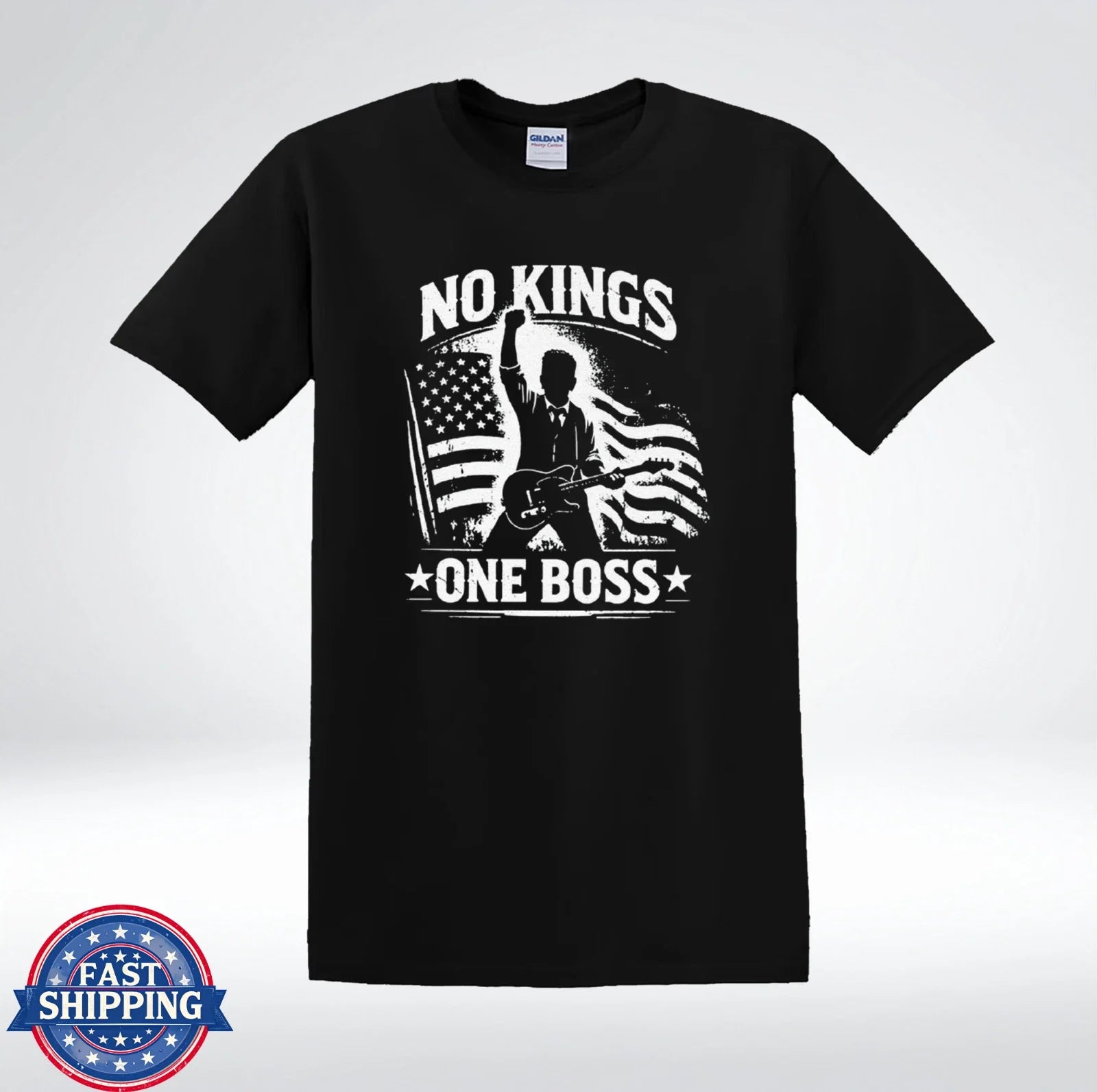 No Kings One Boss Patriotic Rock Guitar American Flag - Adult & Kids T-Shirts, Sweatshirts & Hoodies apparel design preview 1