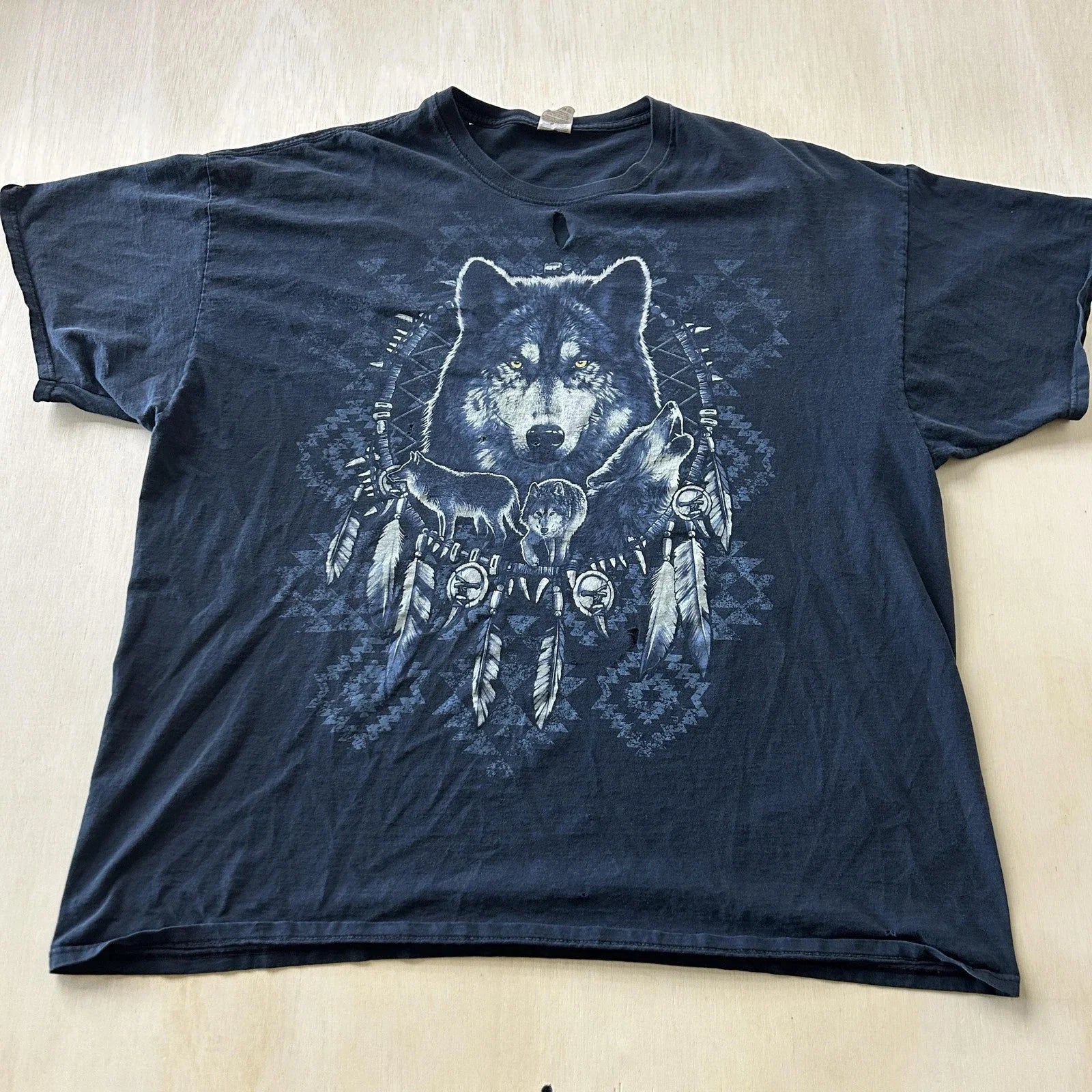 Y2K Wolf Dreamcatcher Mens 3XL Black Fruit Of The - Adult & Kids T-Shirts, Sweatshirts & Hoodies apparel design preview 1