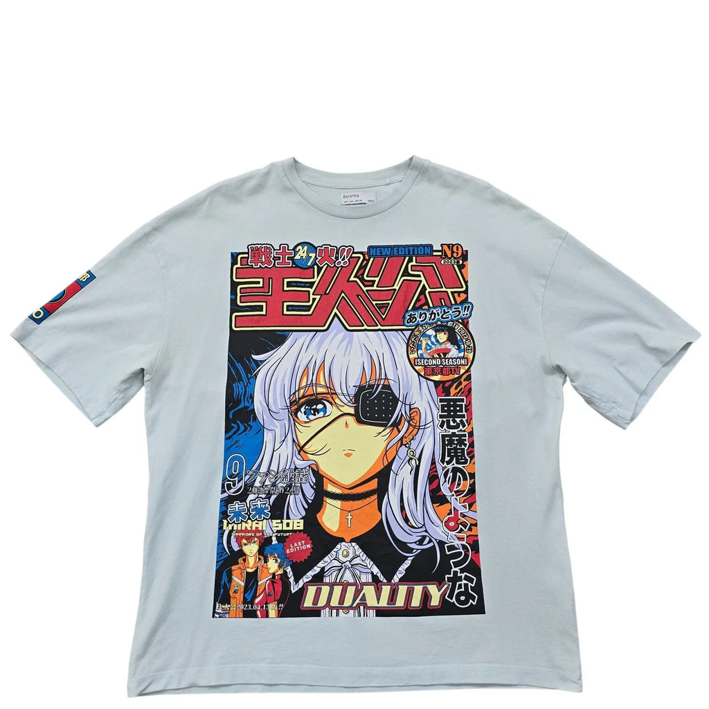 Bershka Men's Light Blue Anime Graphic Size L - Adult & Kids T-Shirts, Sweatshirts & Hoodies apparel design preview 1