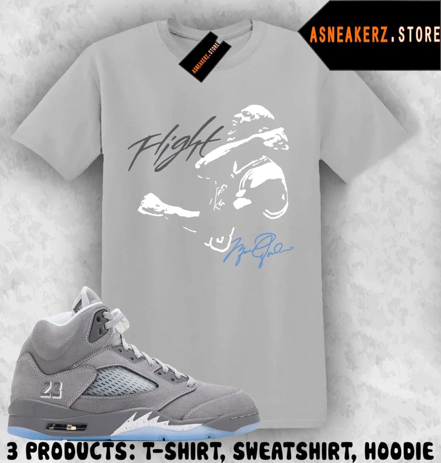 Matching AJ 5 Wolf Grey 2026 To Match Sneaker MJ - Adult & Kids T-Shirts, Sweatshirts & Hoodies apparel design preview 1