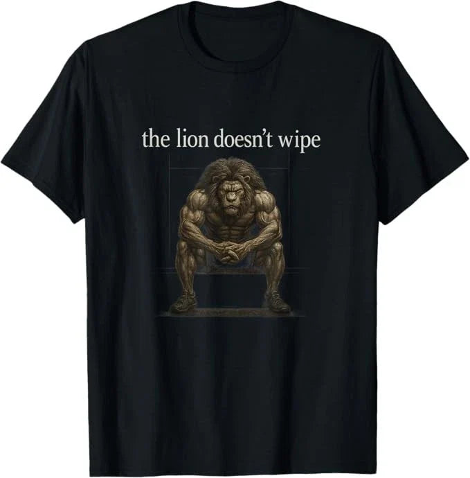 The Lion Doesn't Wipe Funny Gen Z Joke Brainrot - Adult & Kids T-Shirts, Sweatshirts & Hoodies apparel design preview 1