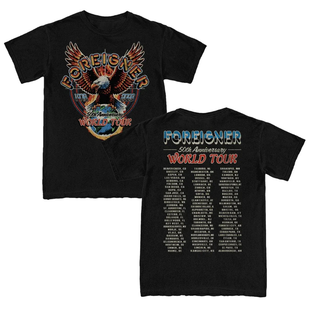 New!! Foreigner Band 50th Anniversary Eagle Tour All - Adult & Kids T-Shirts, Sweatshirts & Hoodies apparel design preview 1