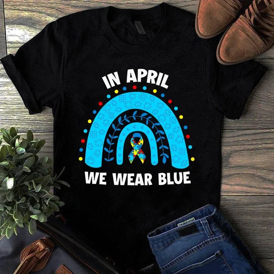 In April We Wear Blue Autism Awareness Boho Gift - Adult & Kids T-Shirts, Sweatshirts & Hoodies apparel design preview 1