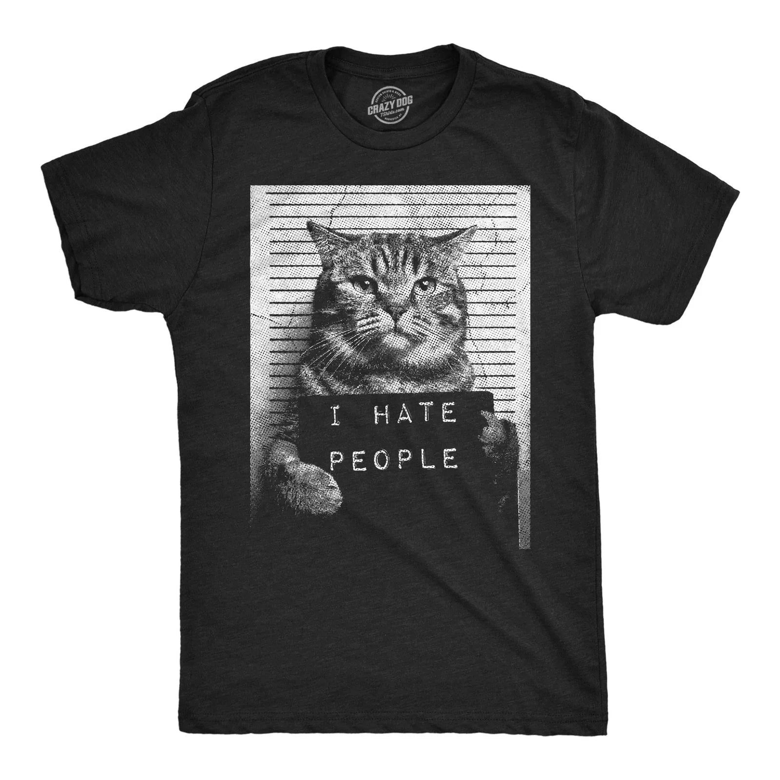 Mens Funny I Hate People Cat Mugshot Sarcastic - Adult & Kids T-Shirts, Sweatshirts & Hoodies apparel design preview 1
