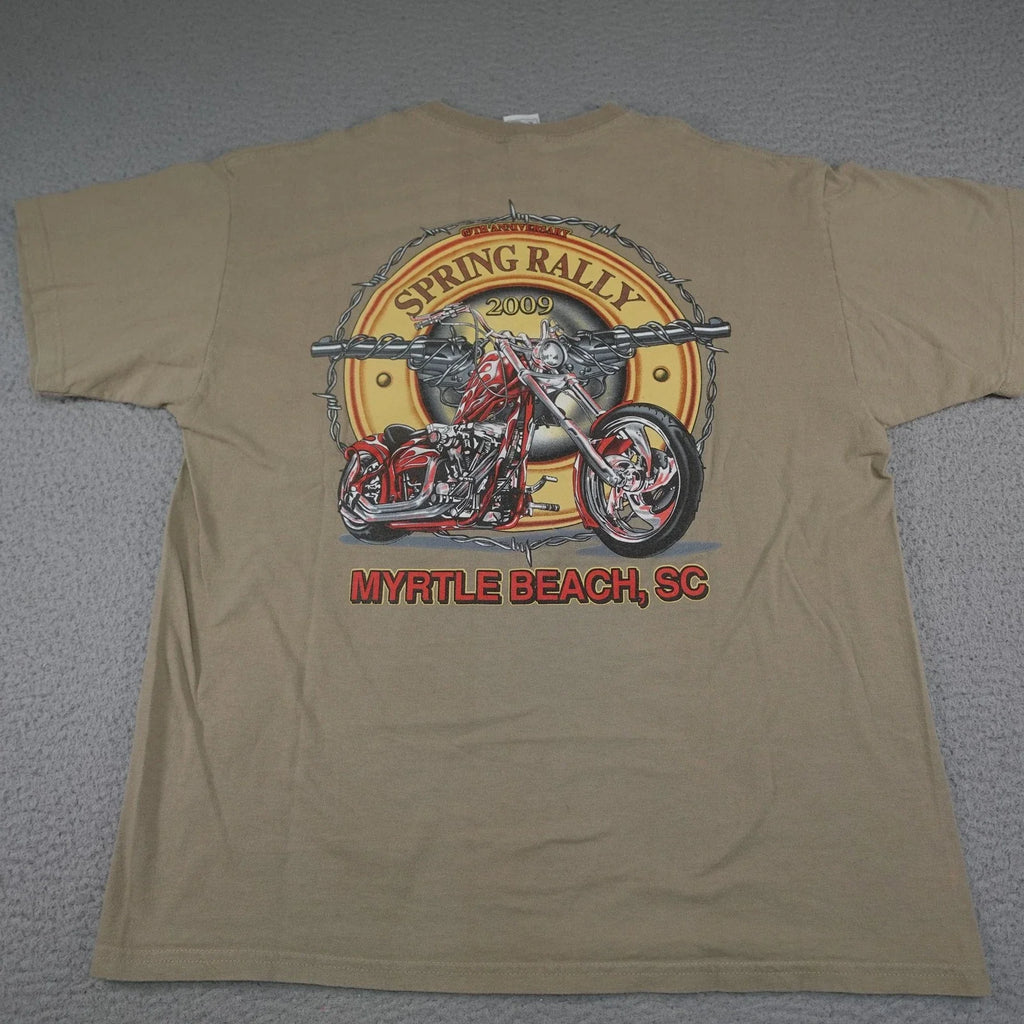 Y2K Biker Rally Mens XL Beige Chopper Barbed Wire - Adult & Kids T-Shirts, Sweatshirts & Hoodies apparel design preview 1