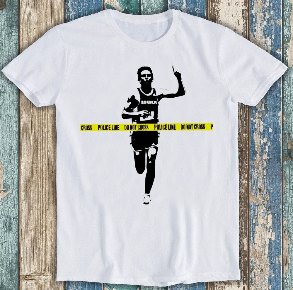 Banksy Marathon Runner Police Line Funny Gift M1634 - Adult & Kids T-Shirts, Sweatshirts & Hoodies apparel design preview 1