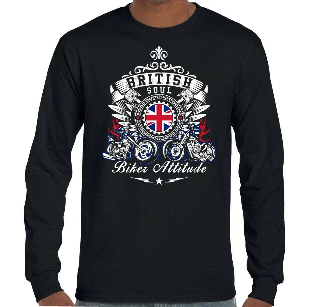 Biker British Soul Attitude Mens Motorbike Motorcycle - Adult & Kids T-Shirts, Sweatshirts & Hoodies apparel design preview 1