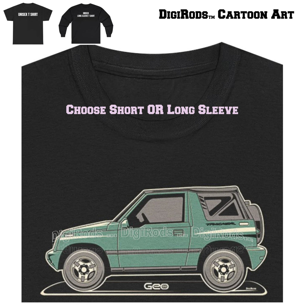 DigiRods Geo Tracker Fun SUV Model Year Tonal Cartoon - Adult & Kids T-Shirts, Sweatshirts & Hoodies apparel design preview 1