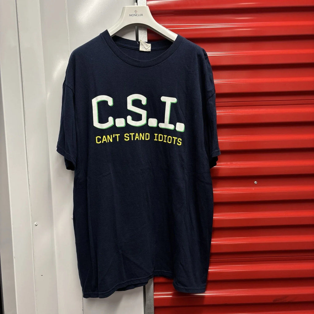 Vtg CSI Cant Stand Idiots Y2K L TV Show Parody Funny - Adult & Kids T-Shirts, Sweatshirts & Hoodies apparel design preview 1