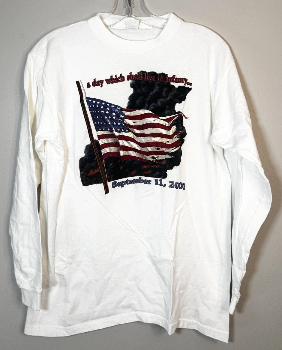 September 11th Vintage Men's Medium White 2001 Y2K - Adult & Kids T-Shirts, Sweatshirts & Hoodies apparel design preview 1