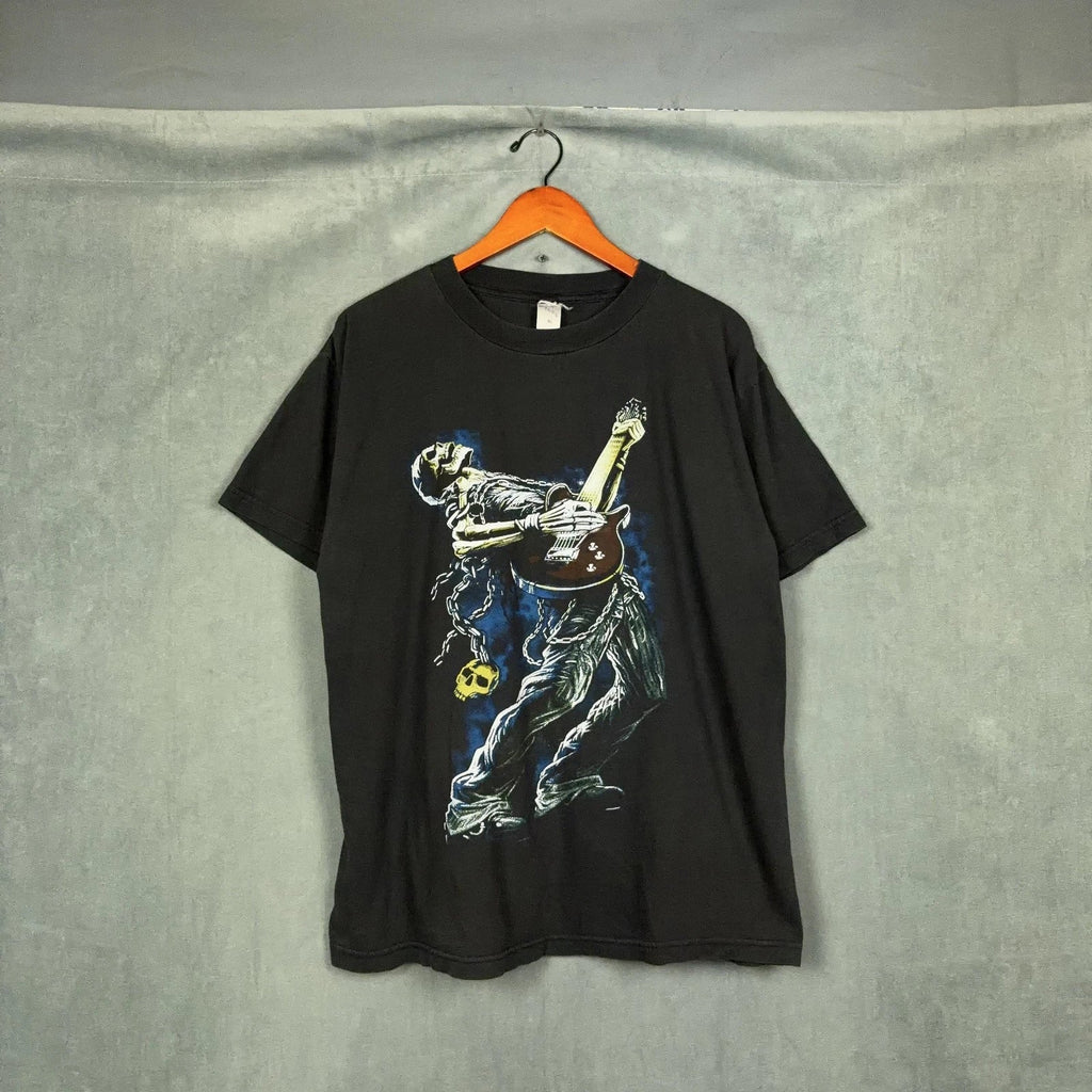 Vintage Y2K Mens Size XL Skeleton Platying Guitar - Adult & Kids T-Shirts, Sweatshirts & Hoodies apparel design preview 1