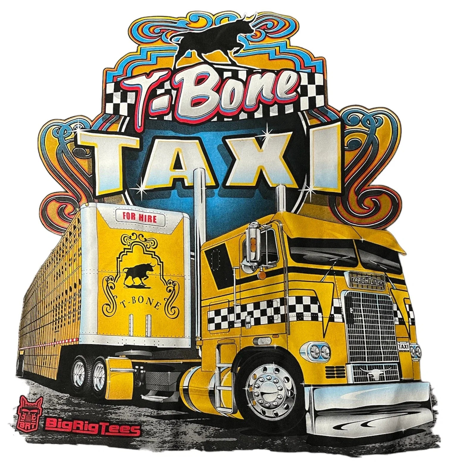 Big Rig Trucks BRT 'T-Bone Taxi' Trucker - Adult & Kids T-Shirts, Sweatshirts & Hoodies apparel design preview 1